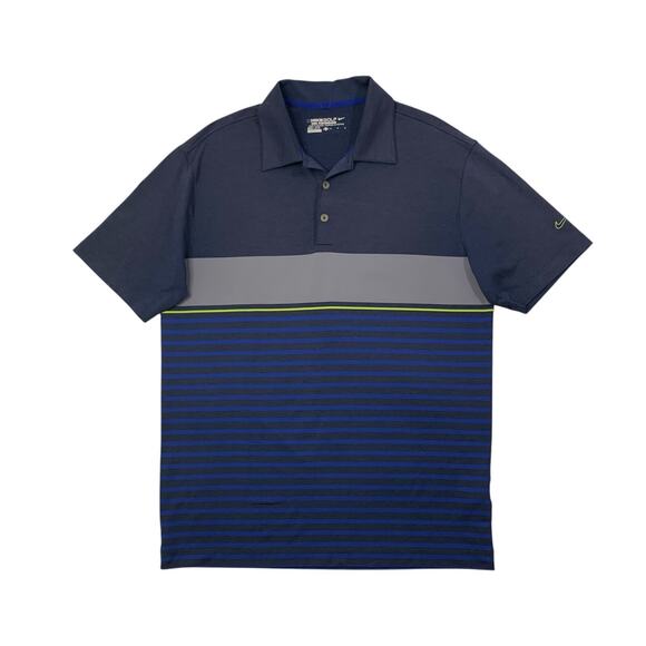 Nike Polo Shirt Mens M Medium Tour Performance Dri Fit Golf Striped Stretch - Picture 1 of 10